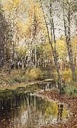 Peder Monsted Autumn in the birchwood painting